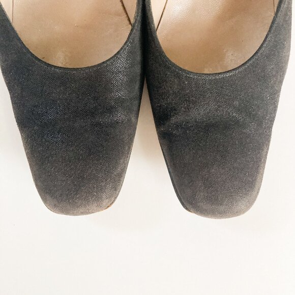 Ferragamo Black Suede 'Cinzia' Block Heel Shoes, Women S 7 - Picture 4 of 10